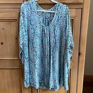 Shoshanna 100% Silk Chiffon Caftan Swim Cover Up Medium Large Beach Pool Cruise